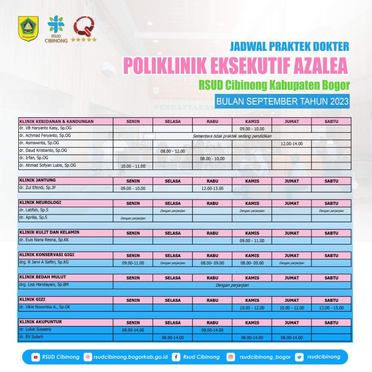 Hello helathies berikut Jadwal Poliklinik Ekseklutif Azalea Bulan September 2023