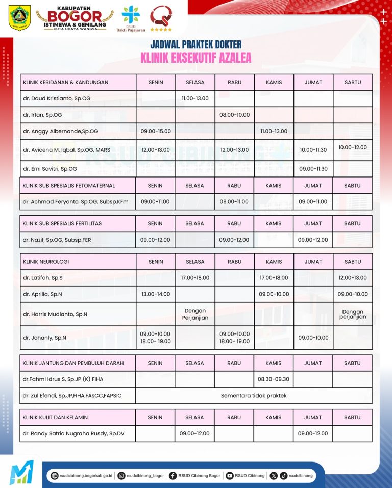 ✨ Jadwal Praktek Dokter Klinik Eksekutif Azalea Terupdate✨📅 Periode- September 2025📍 RSUD Bakt (1)