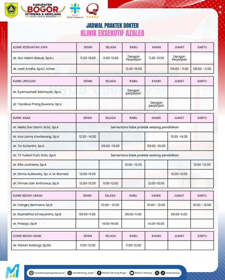 ✨ Jadwal Praktek Dokter Klinik Eksekutif Azalea Terupdate✨📅 Periode- September 2025📍 RSUD Bakt (3)